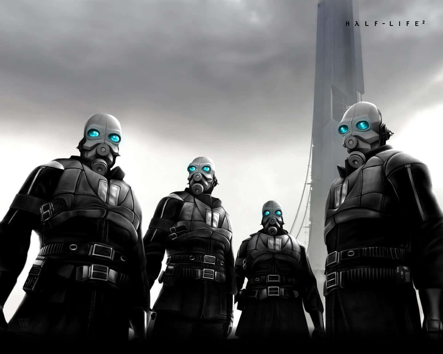 Half Life 2, glowing blue eyes, armored soldiers, HD Desktop Wallpaper