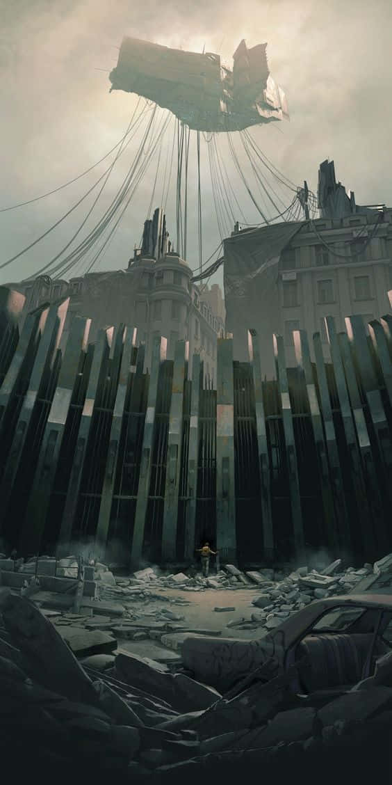 Half Life 2, floating ruin, shattered cityscape, SD Phone Wallpaper