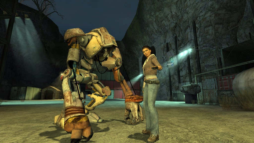 Half-Life, mech, industrial alley, SD Desktop Wallpaper