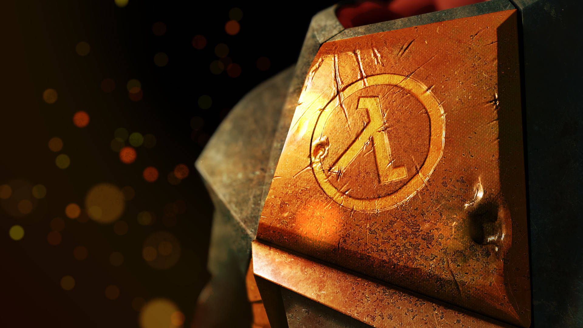 Half-Life, lambda symbol, metallic plaque, Full HD Desktop Wallpaper