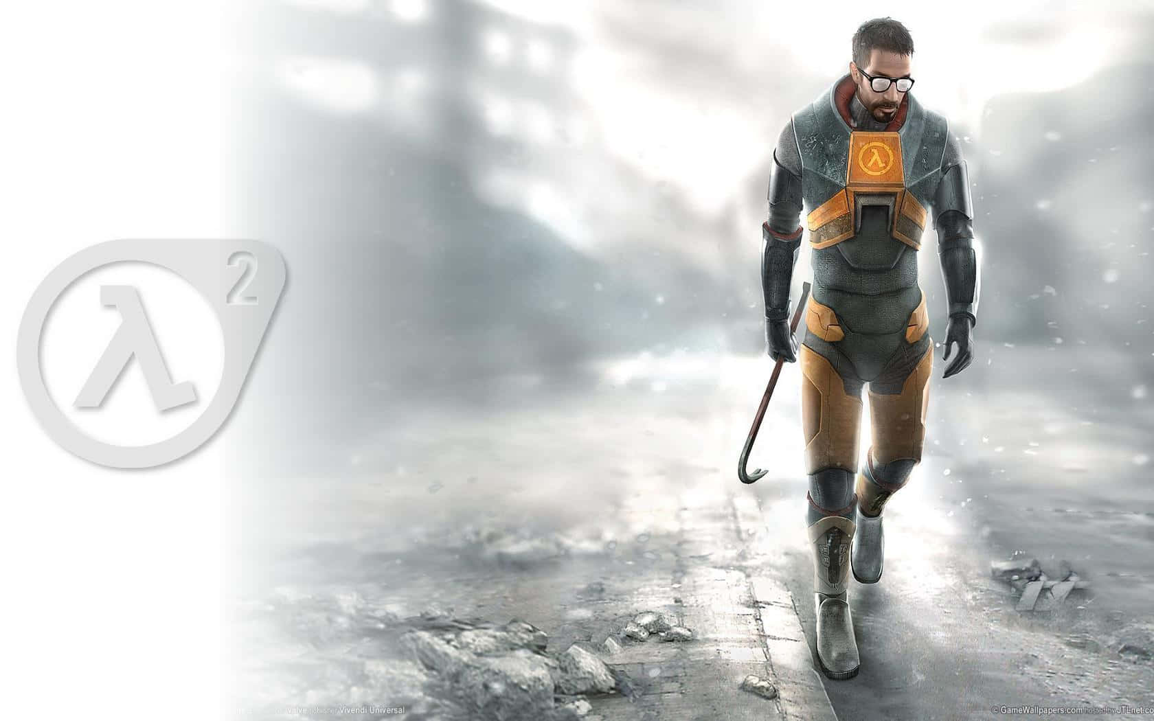 Half Life 2, crowbar, grey and orange armored suit, HD Desktop Wallpaper