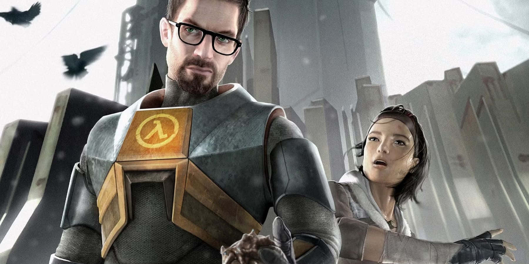 Half-Life, futuristic armor, ruined cityscape, HD Desktop Wallpaper