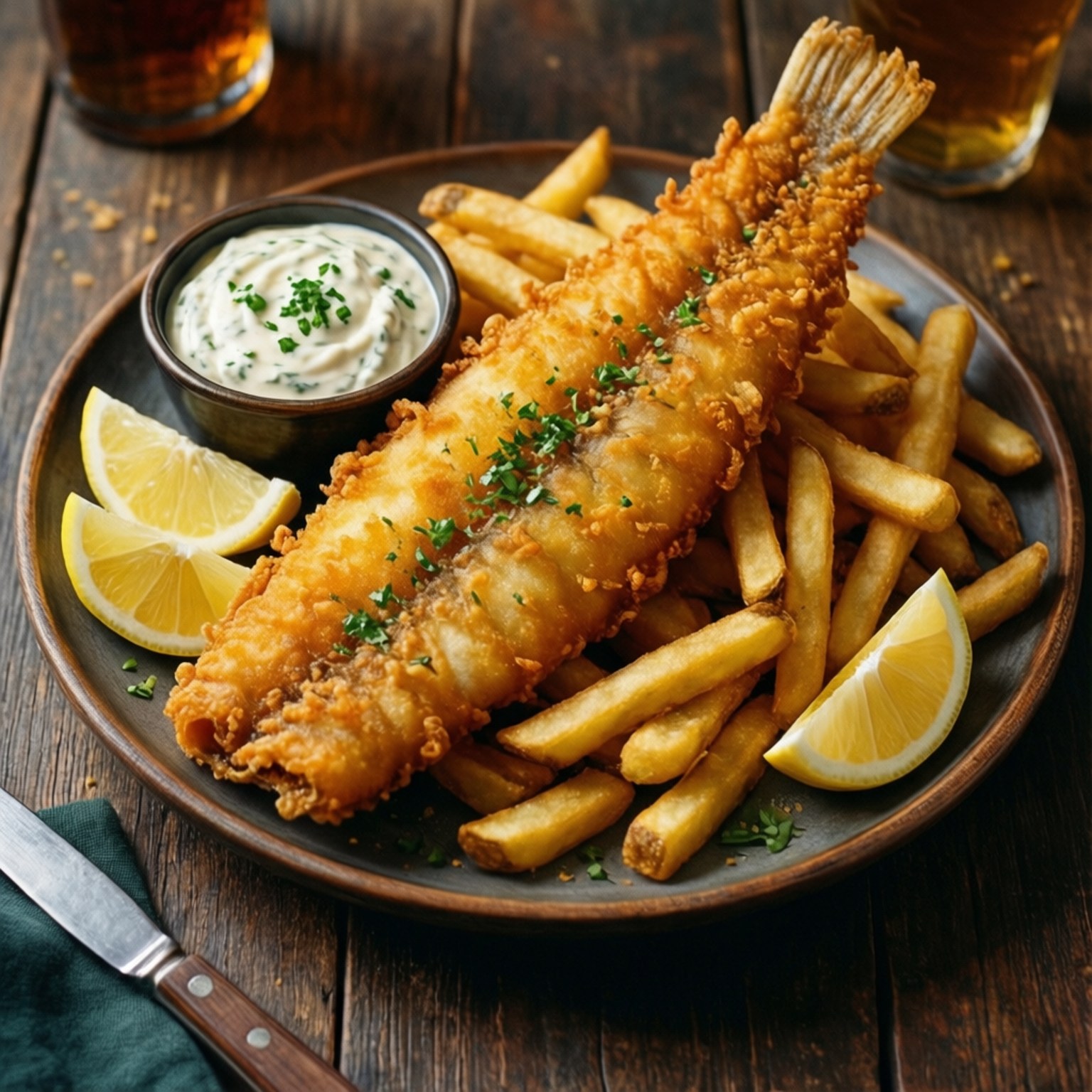 Halibut, fish and chips, tartar sauce, HD Desktop Wallpaper
