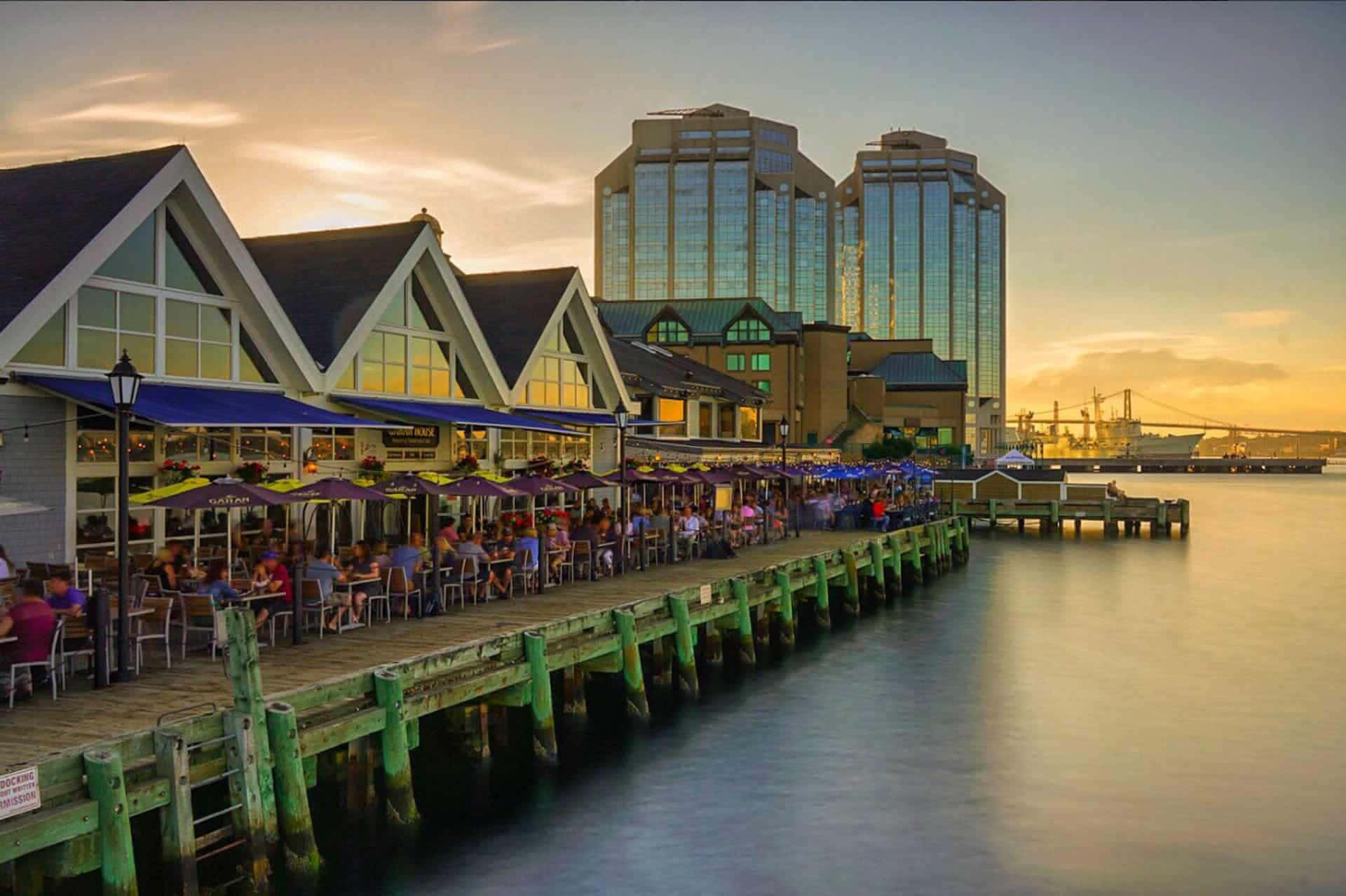 Halifax, Canada, sunset, waterfront pier, Full HD Desktop Wallpaper