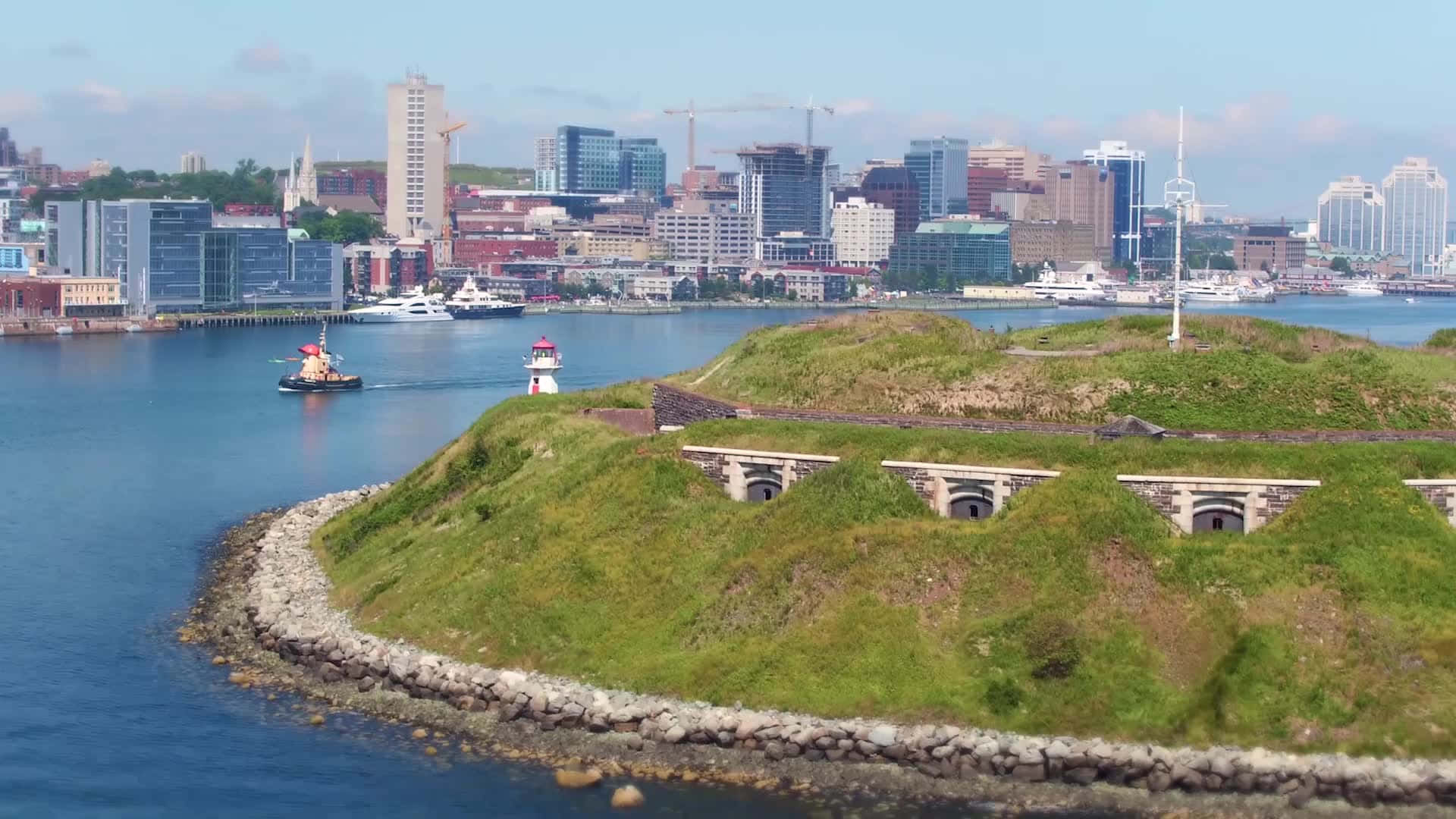 Halifax Canada, sunset, grassy fortified island, Full HD Desktop Wallpaper