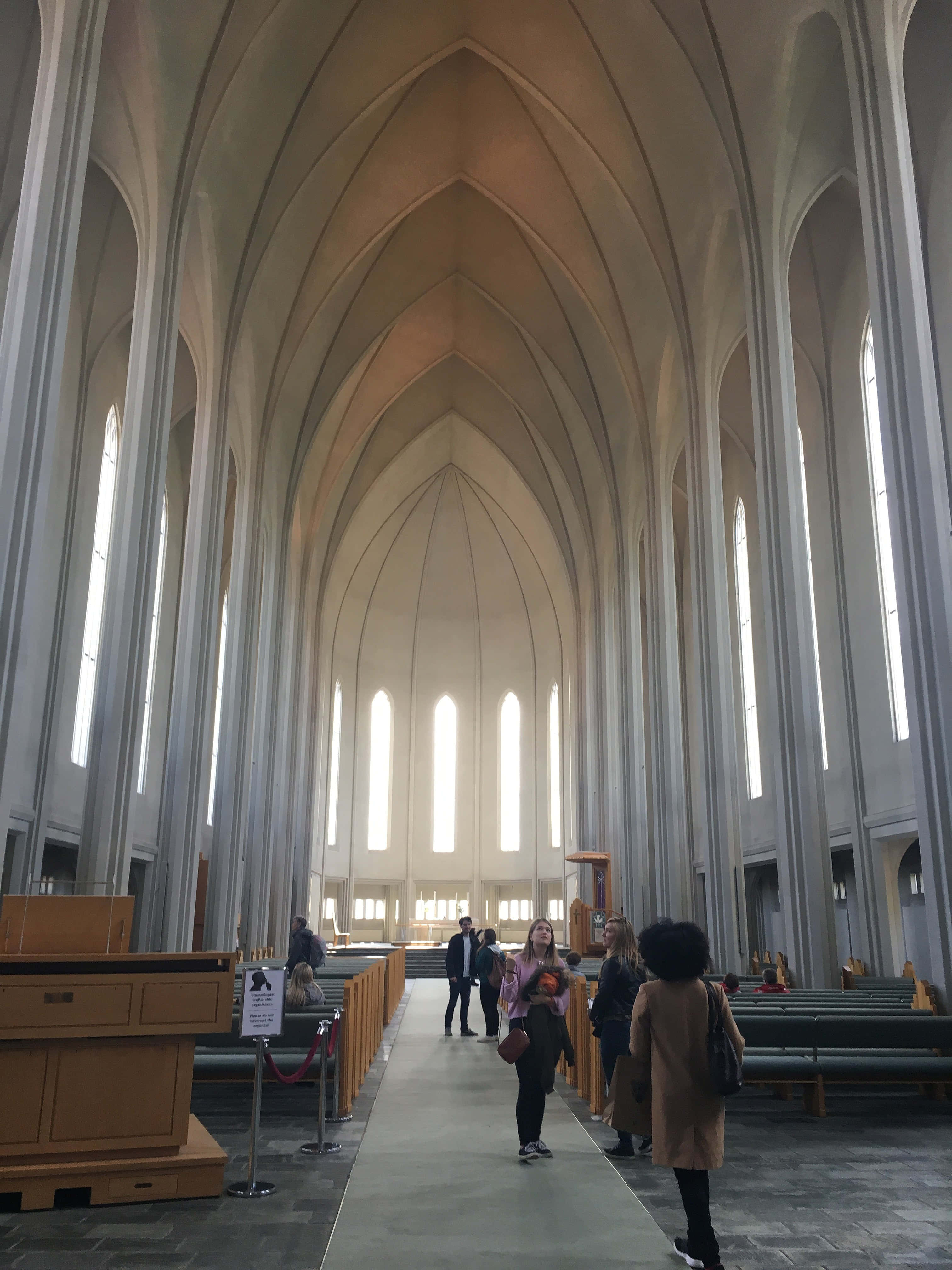 Hallgrimskirkja, cathedral interior, soaring vaulted ceilings, 4K Phone Wallpaper