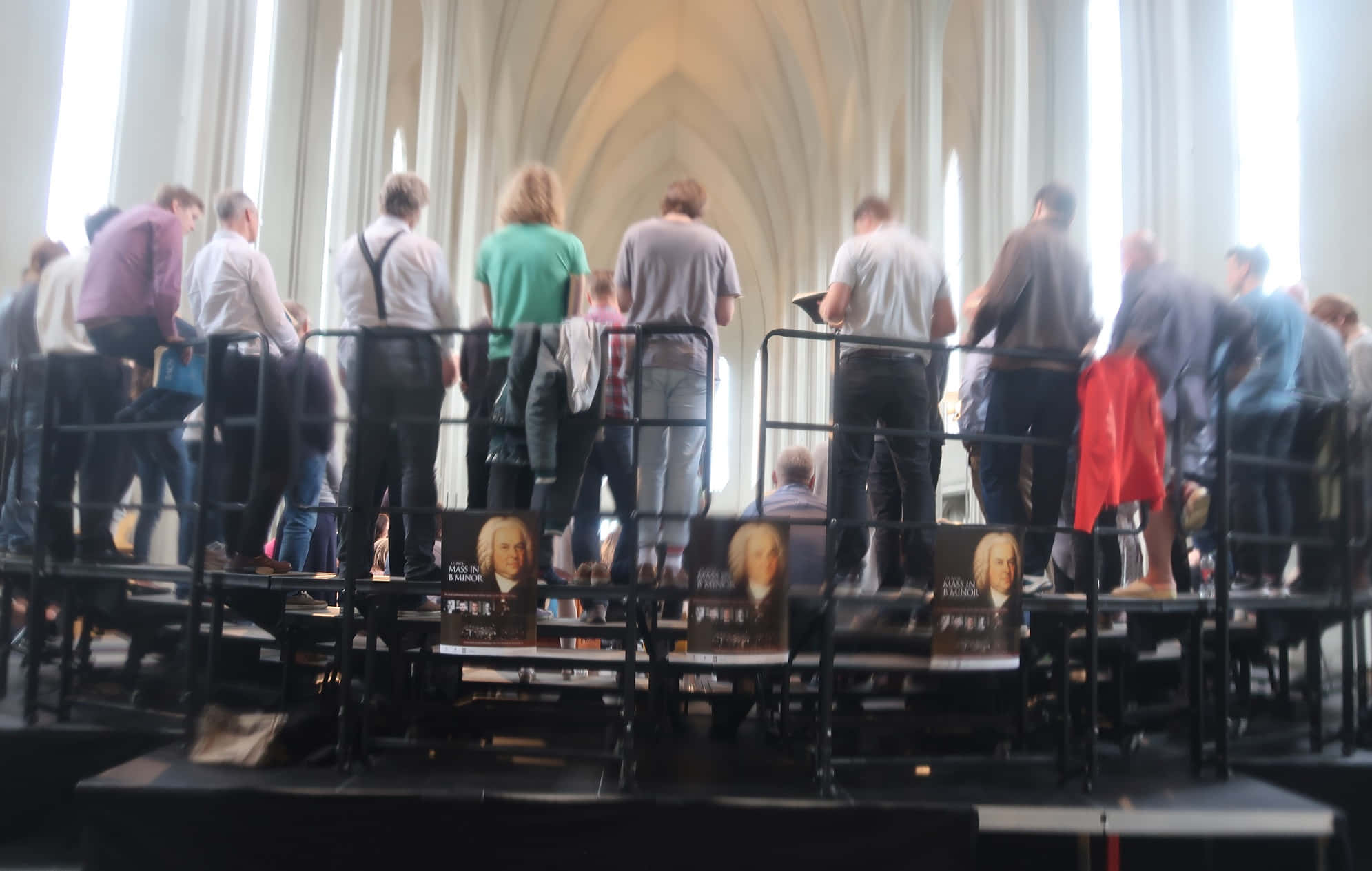 Hallgrimskirkja, choir members, elevated platform, Full HD Desktop Wallpaper
