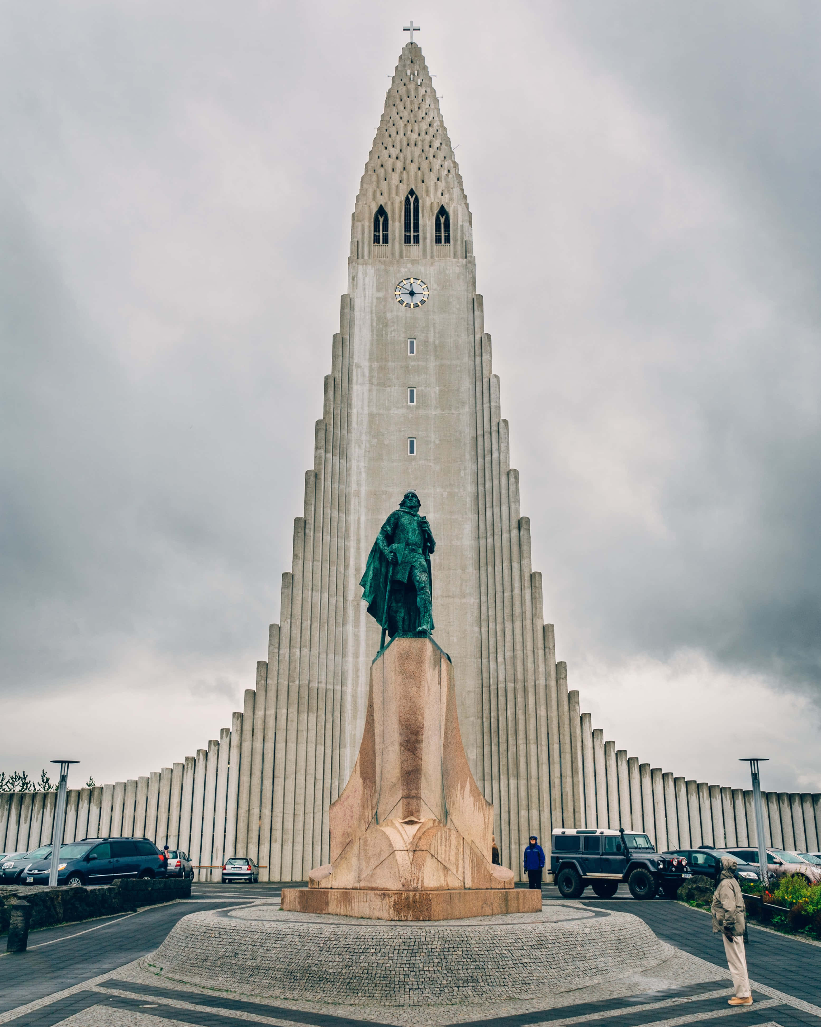 Hallgrimskirkja, clock, spire, 4K Phone Wallpaper