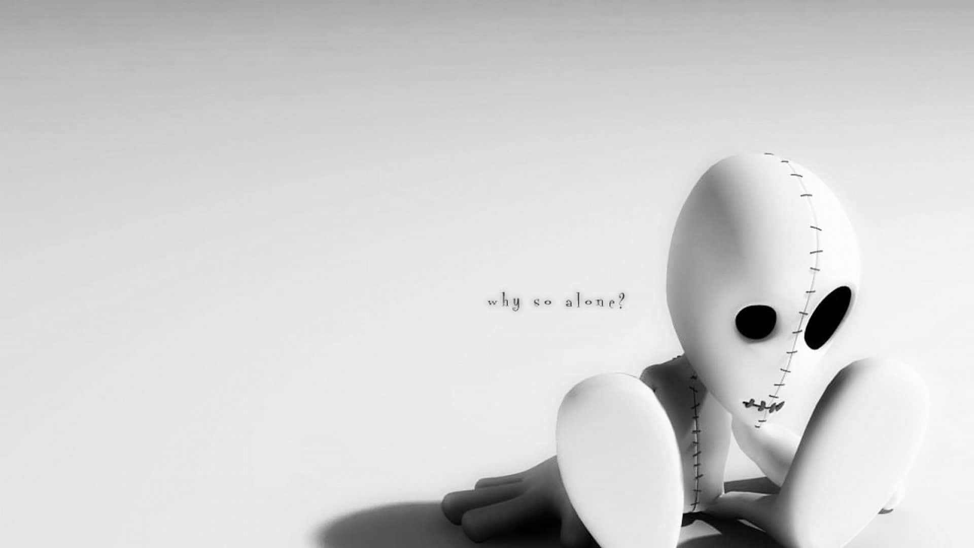 Halloween Aesthetic Girl, stitched white alien-like figure, plain surface, Full HD Desktop Wallpaper