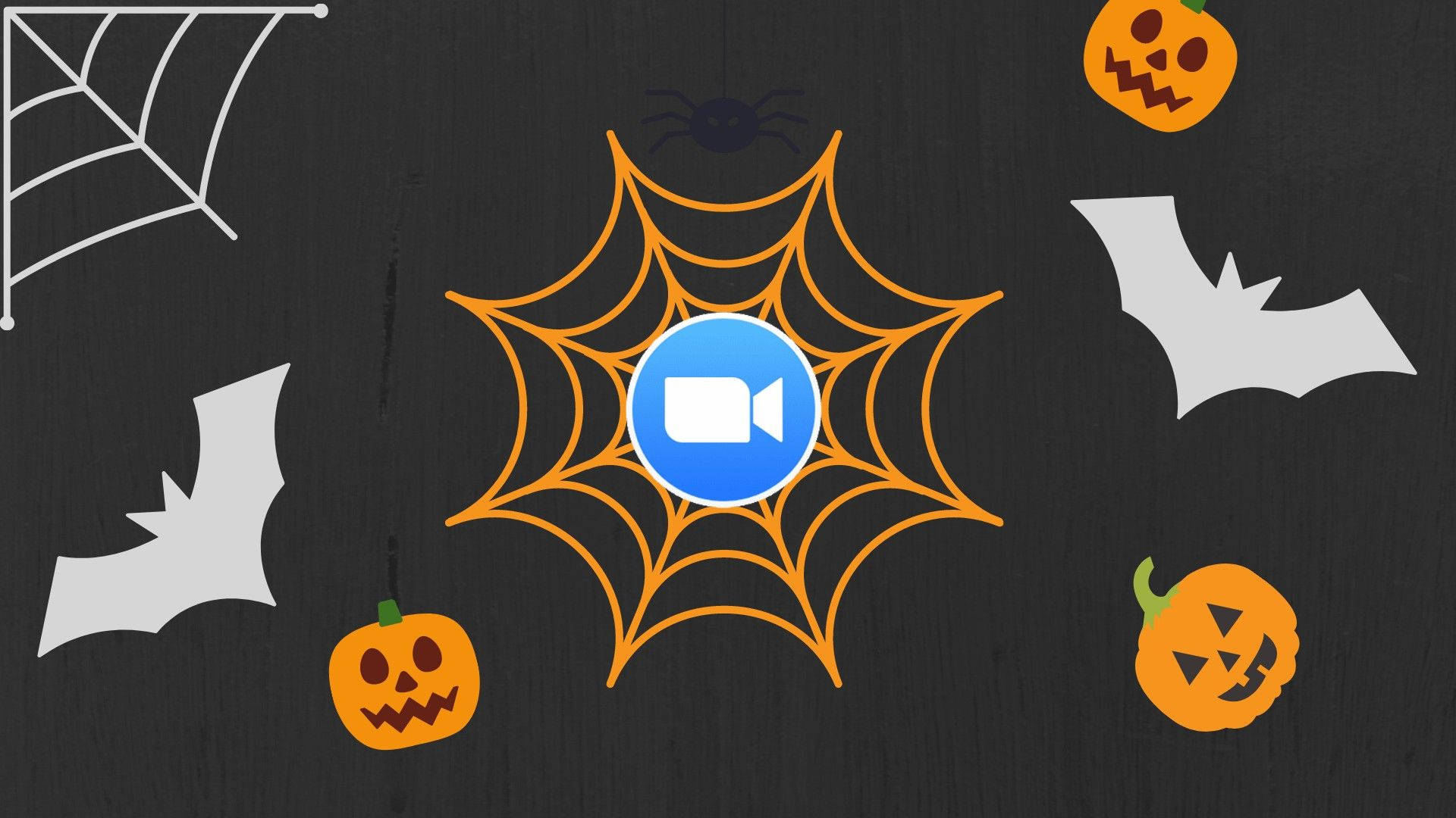Halloween Aesthetic Pc, blue video call icon, orange spiderweb, Full HD Desktop Wallpaper