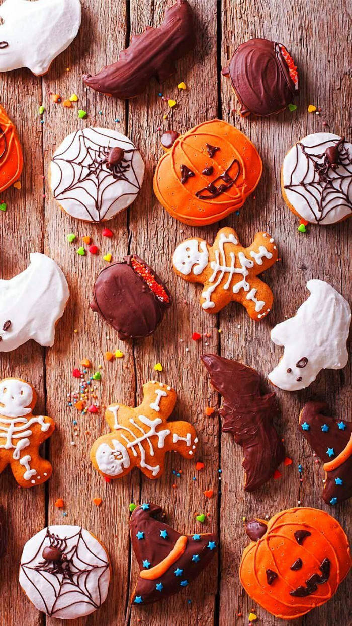 Gingerbread Cookies, pumpkins, ghosts, SD Phone Wallpaper