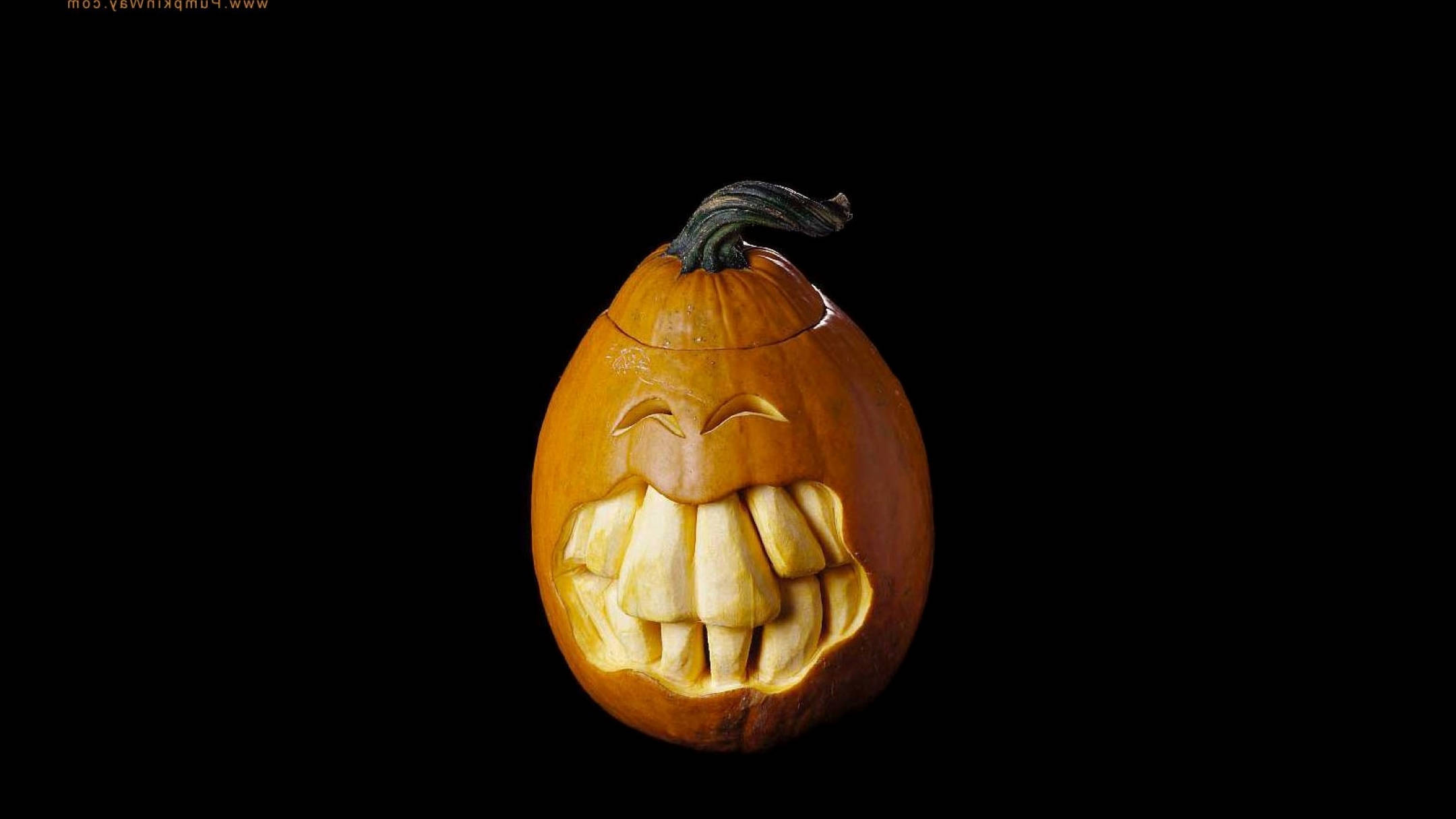 Halloween Aesthetic, big teeth pumpkin, wide toothy grin, Full HD Desktop Wallpaper