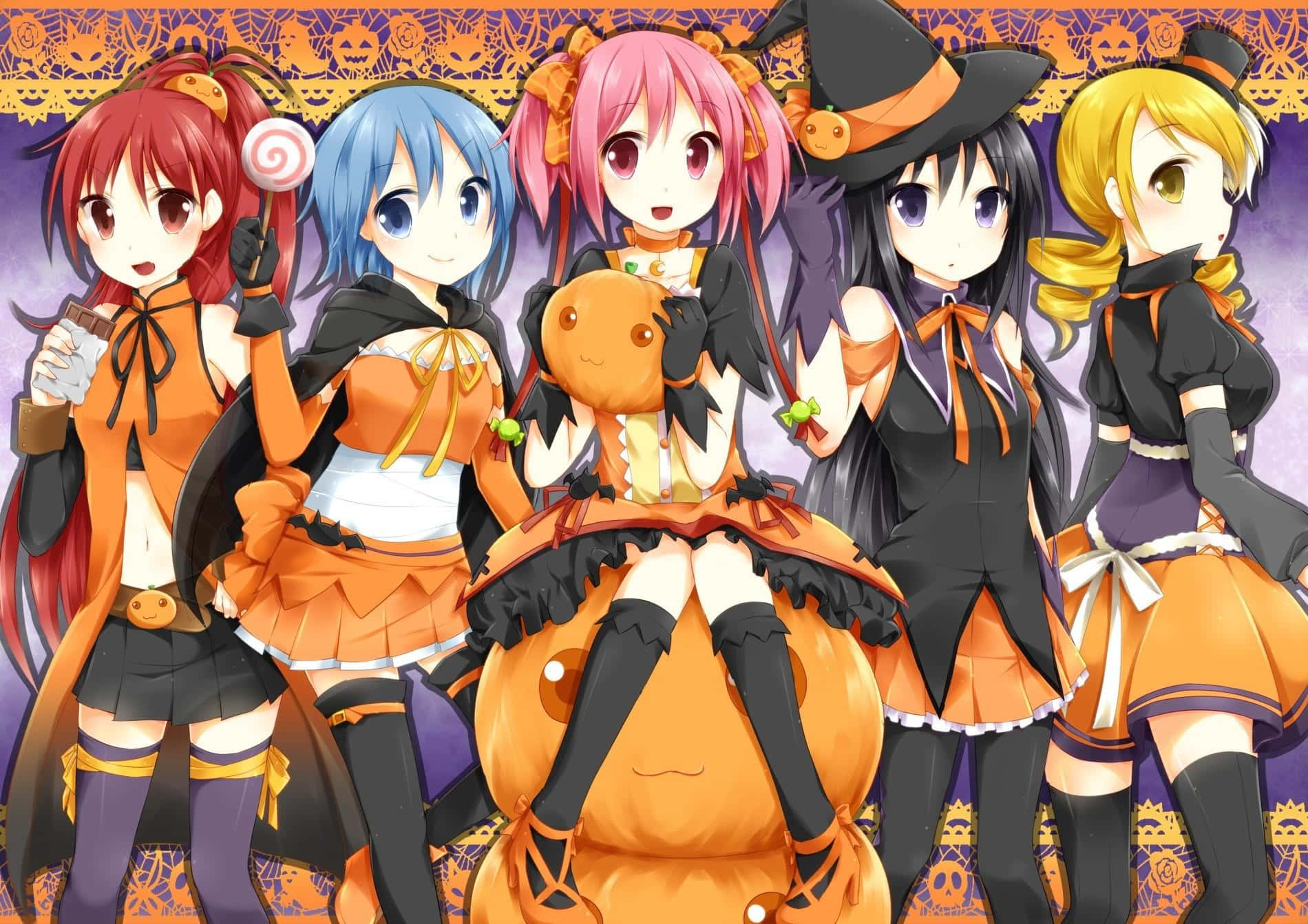 Halloween Anime Girl, anime girls, Halloween costumes, HD Desktop Wallpaper