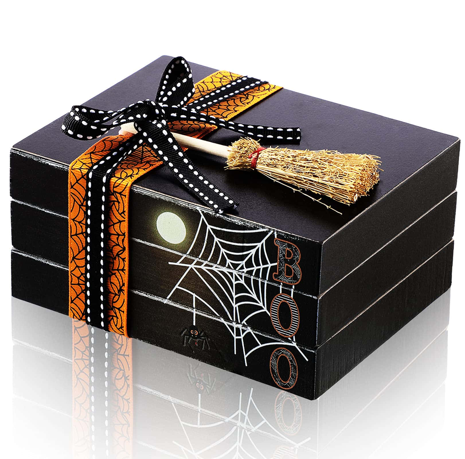 Halloween Books, black Halloween gift box, spiderweb patterns, HD Desktop Wallpaper