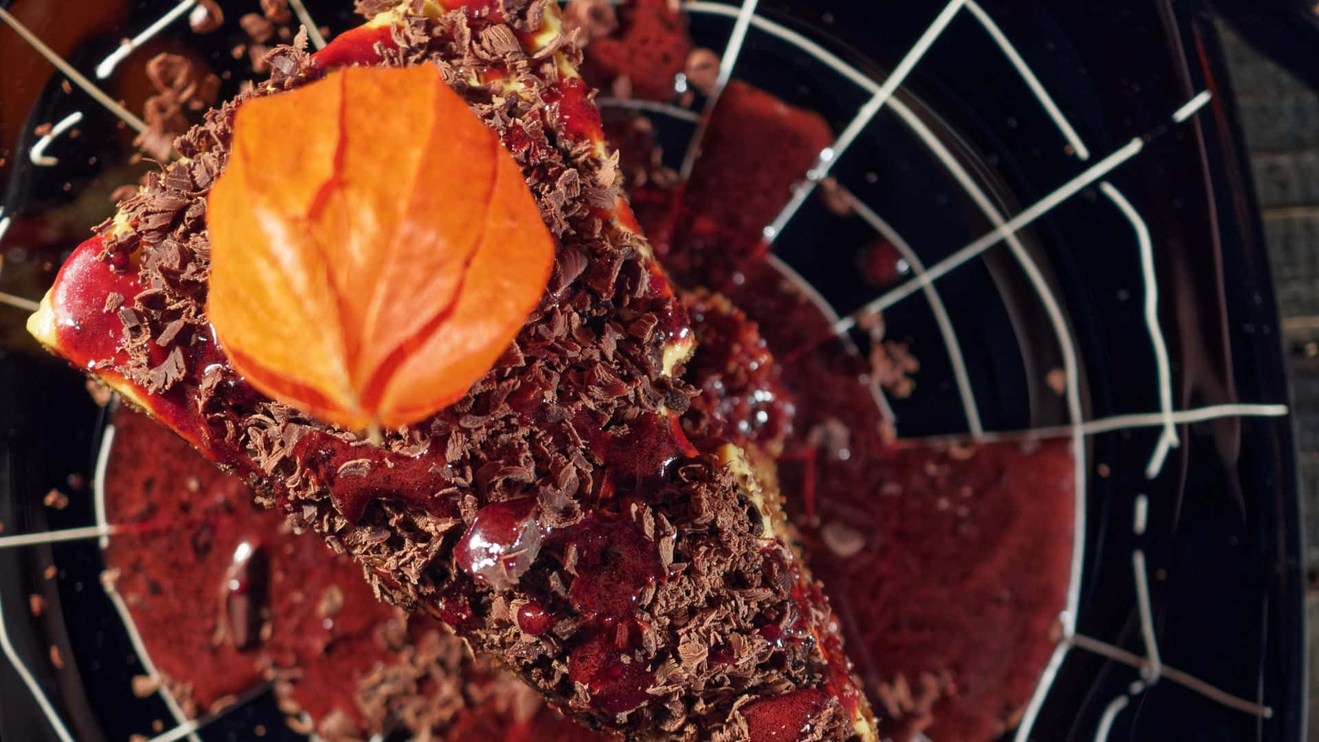 Halloween Cake, chocolate cake, vibrant orange leaf, Full HD Desktop Wallpaper