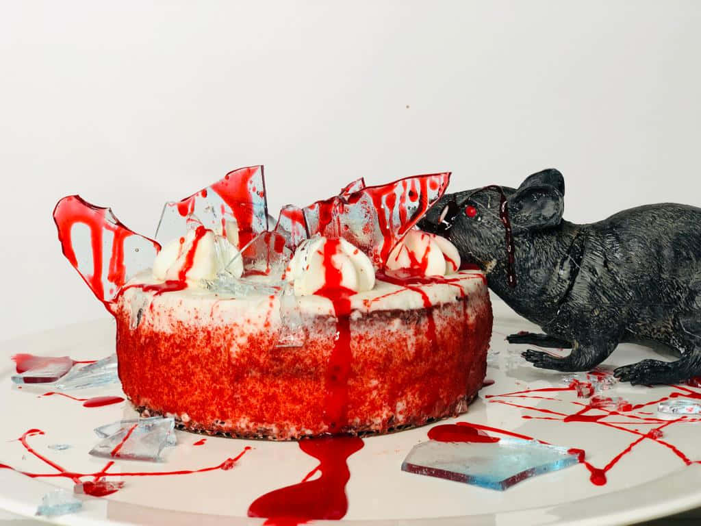 Halloween Cake, red velvet cake, white frosting, SD Desktop Wallpaper