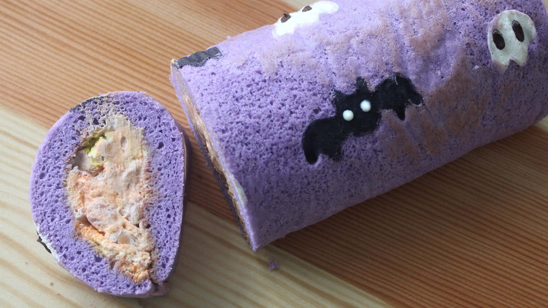 Halloween Cake, purple, black bats, Full HD Desktop Wallpaper