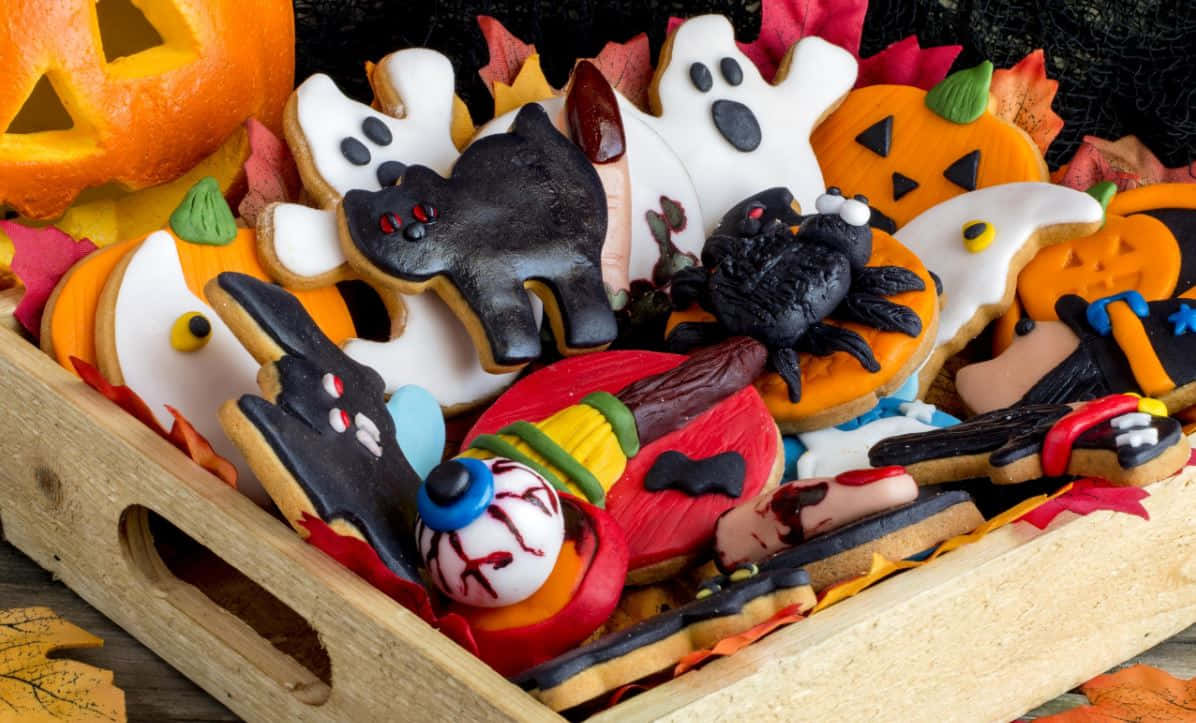 Halloween, sugar cookies, ghosts, SD Desktop Wallpaper