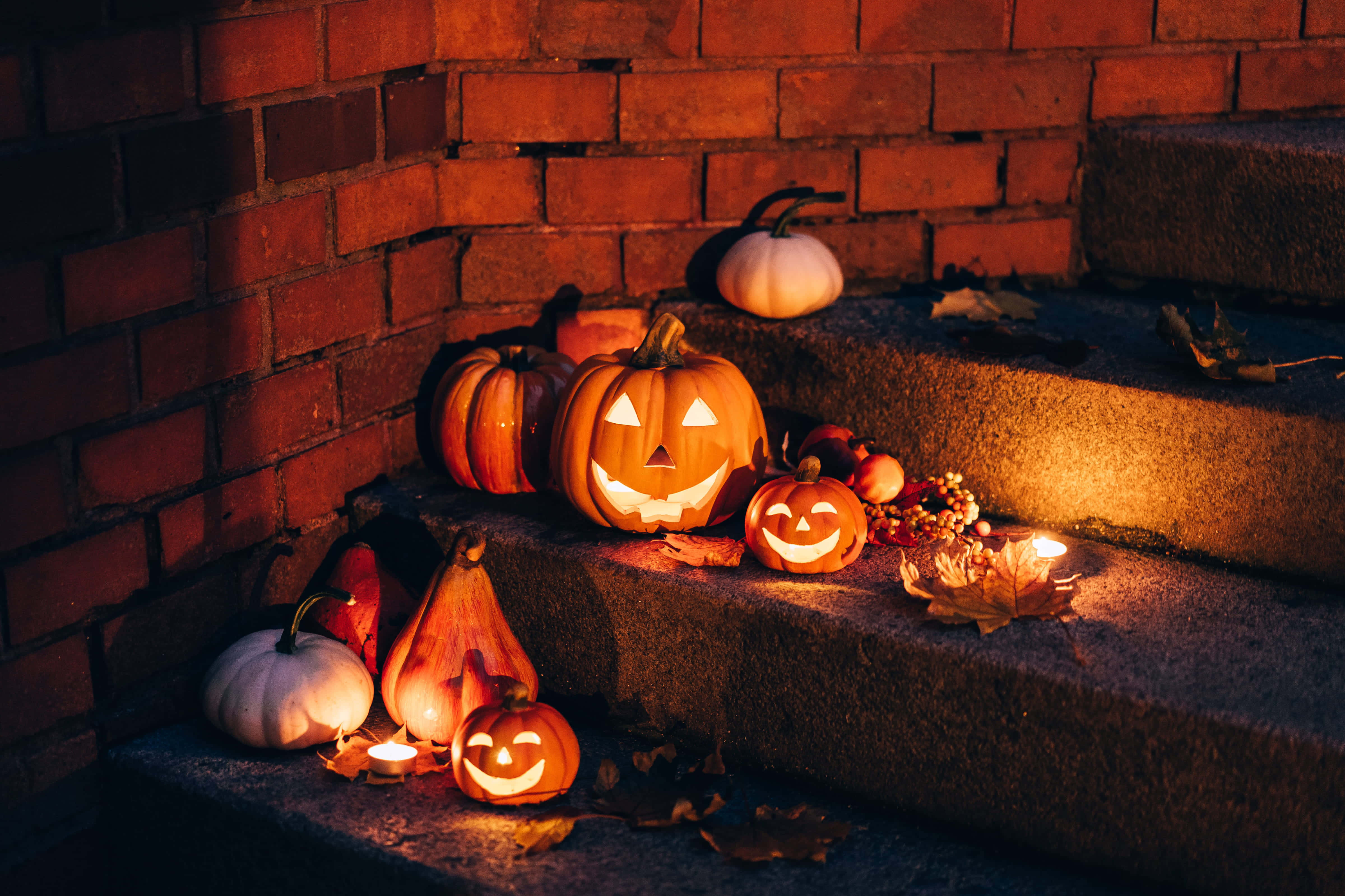 Halloween Candles, jack-o'-lanterns, candles, 4K Desktop Wallpaper