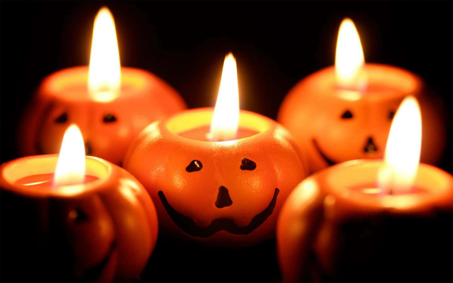 Halloween Candles, jack-o'-lantern candles, flickering flames, Full HD Desktop Wallpaper