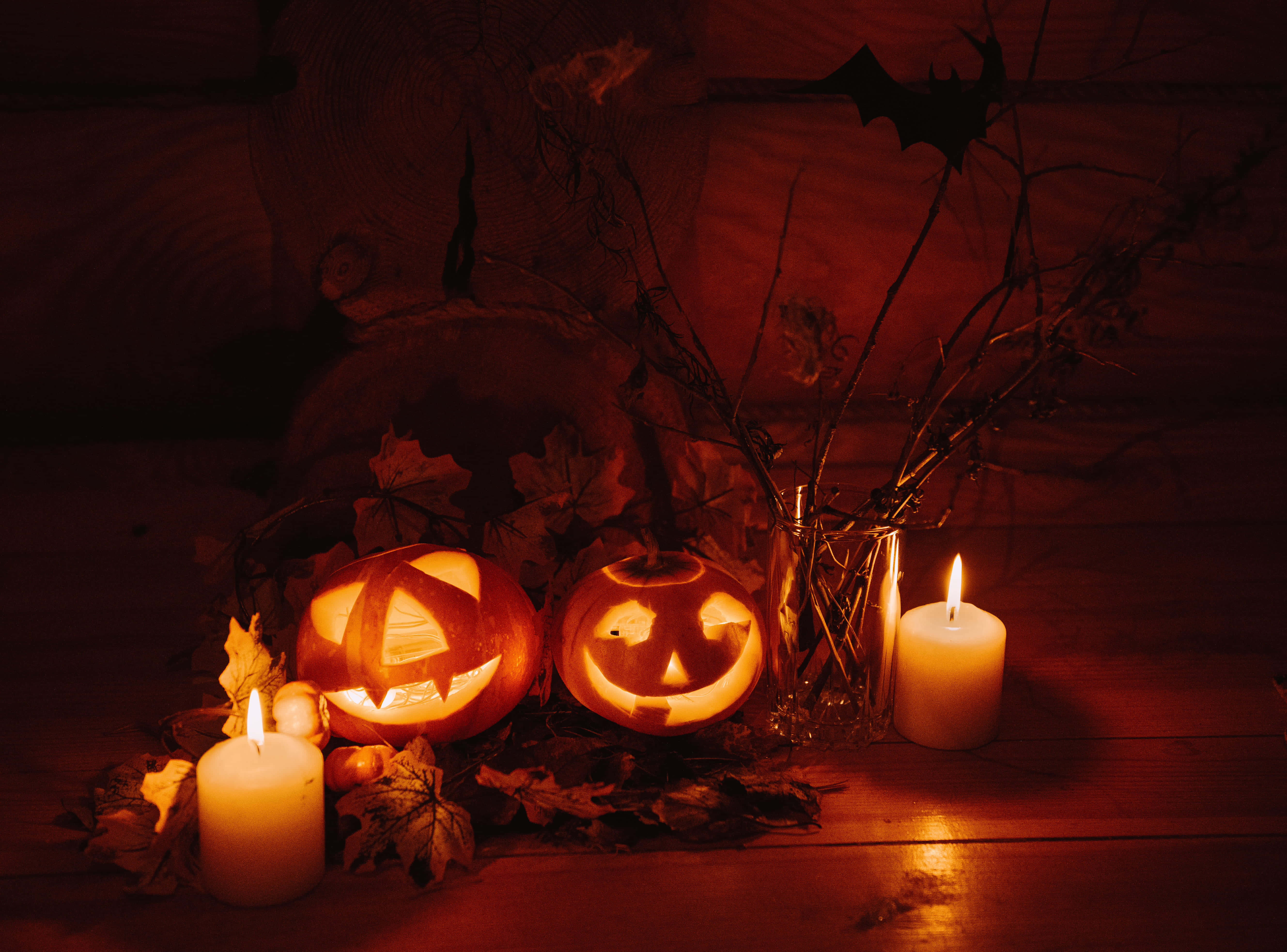 Halloween Candles, jack-o'-lanterns, candles, 5K Desktop Wallpaper