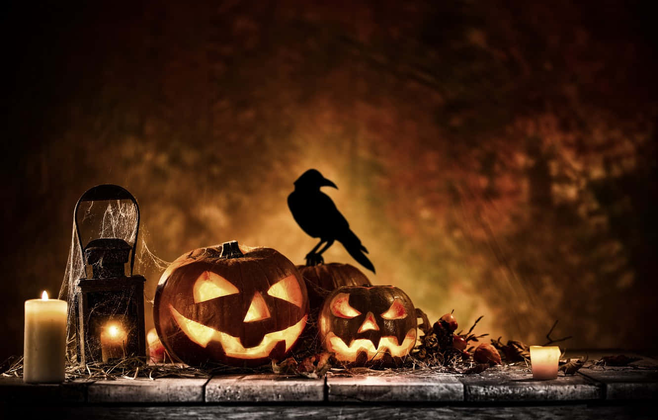 Halloween Candles, jack-o-lanterns, candles, HD Desktop Wallpaper