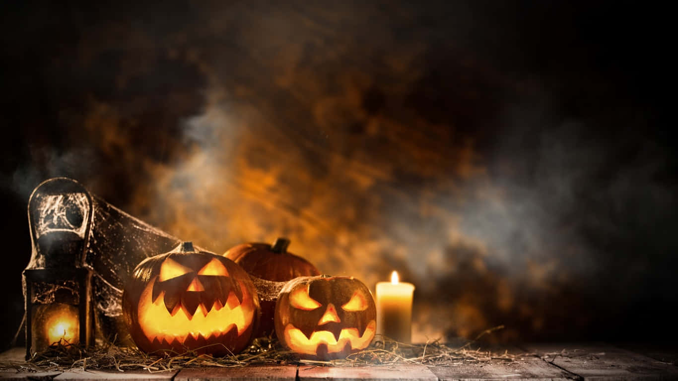 Halloween Candles, jack-o'-lanterns, flickering candles, HD Desktop Wallpaper