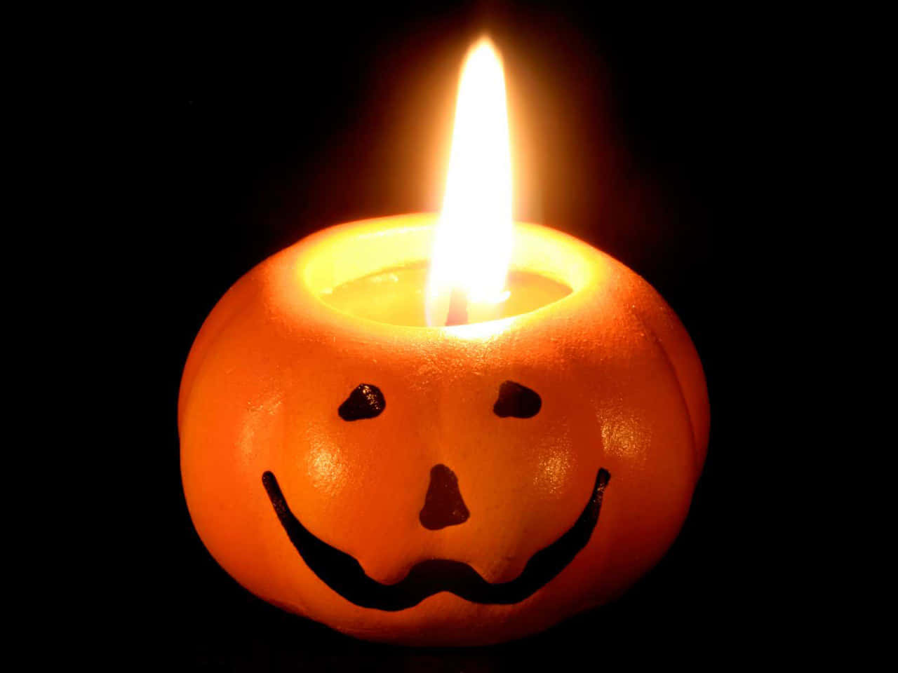 Halloween Candles, orange pumpkin candle, carved smiling face, HD Desktop Wallpaper