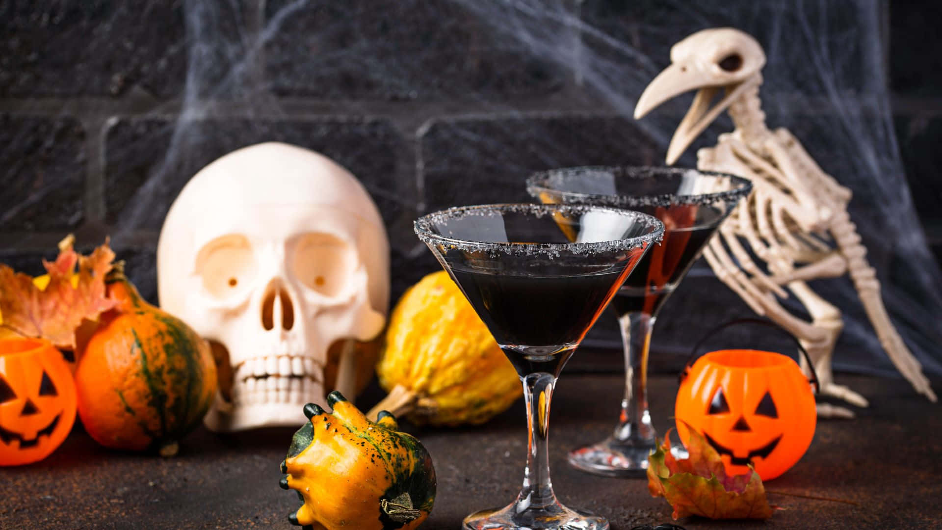Halloween Cocktails, black cocktails, salt rims, Full HD Desktop Wallpaper