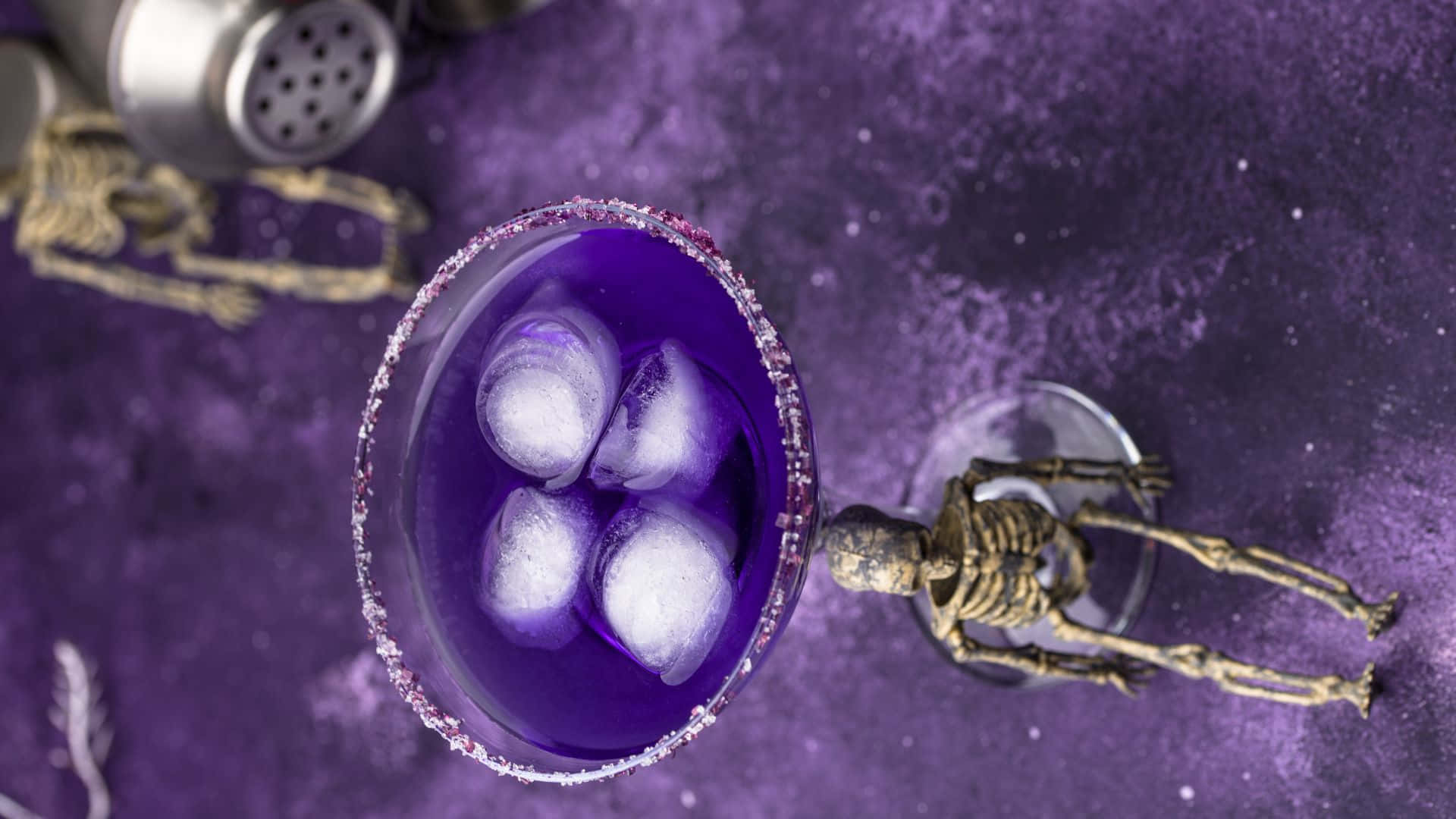 Halloween Cocktails, vibrant purple cocktail, ice, Full HD Desktop Wallpaper