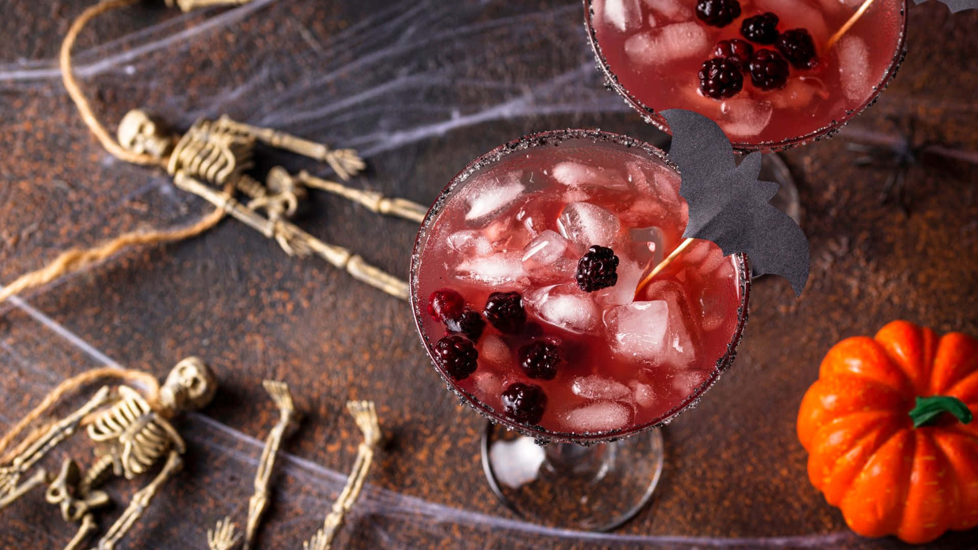 Halloween Cocktails, crimson margaritas, blackberries, Full HD Desktop Wallpaper
