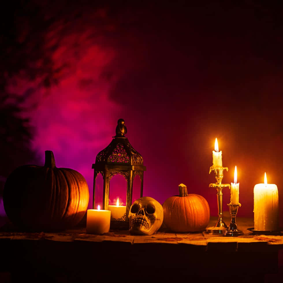 Halloween, pumpkins, skull, SD Desktop Wallpaper