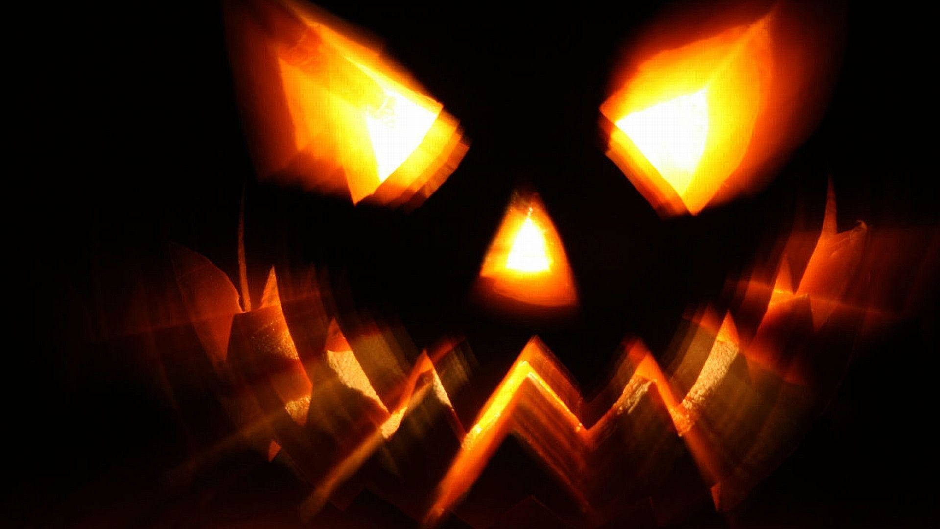 jack-o'-lantern, sharp triangular eyes, jagged grin, Full HD Desktop Wallpaper
