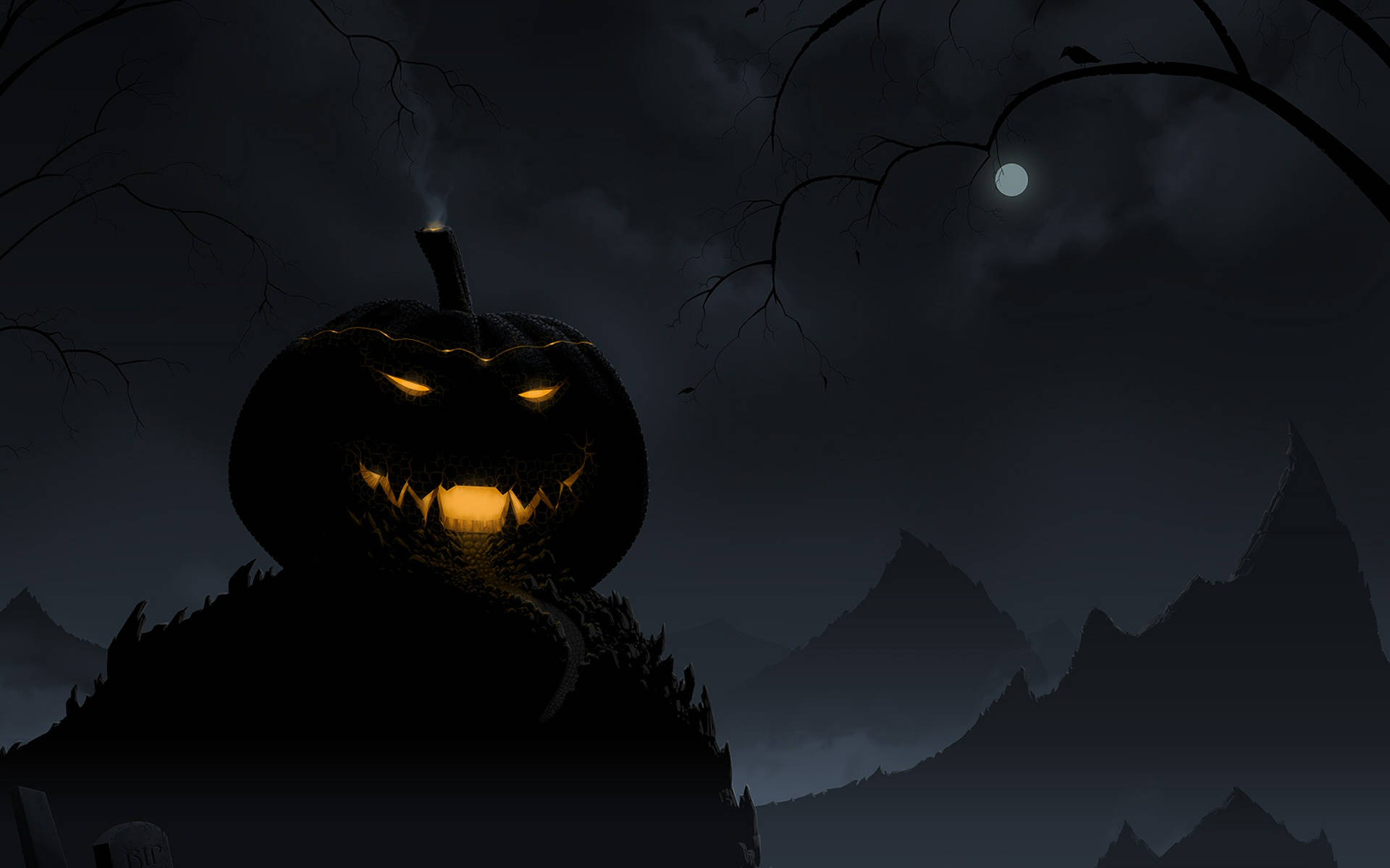carved pumpkin house, jack-o'-lantern, glowing eyes, Full HD Desktop Wallpaper