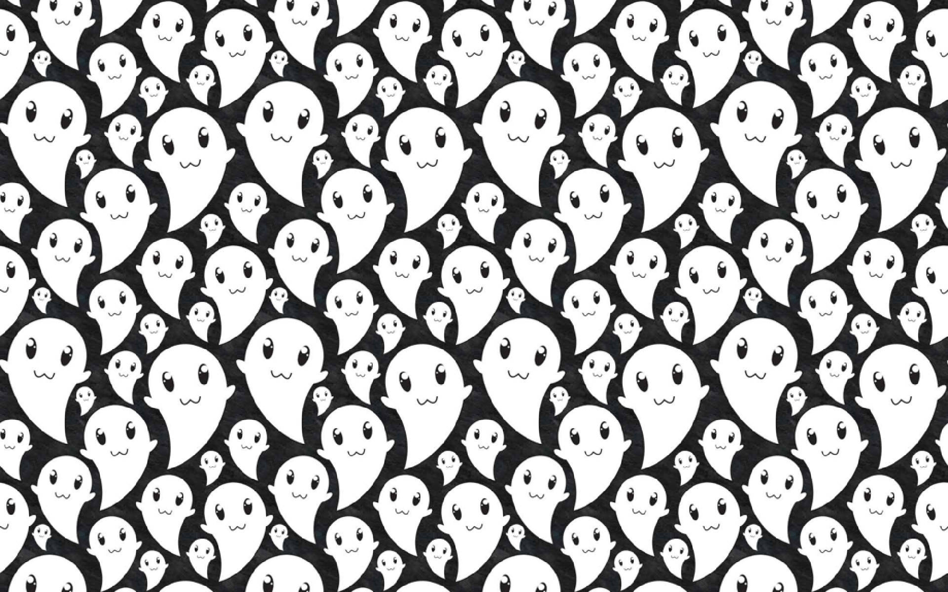 cartoon ghost, white cartoon ghosts, simple smiling faces, Full HD Desktop Wallpaper