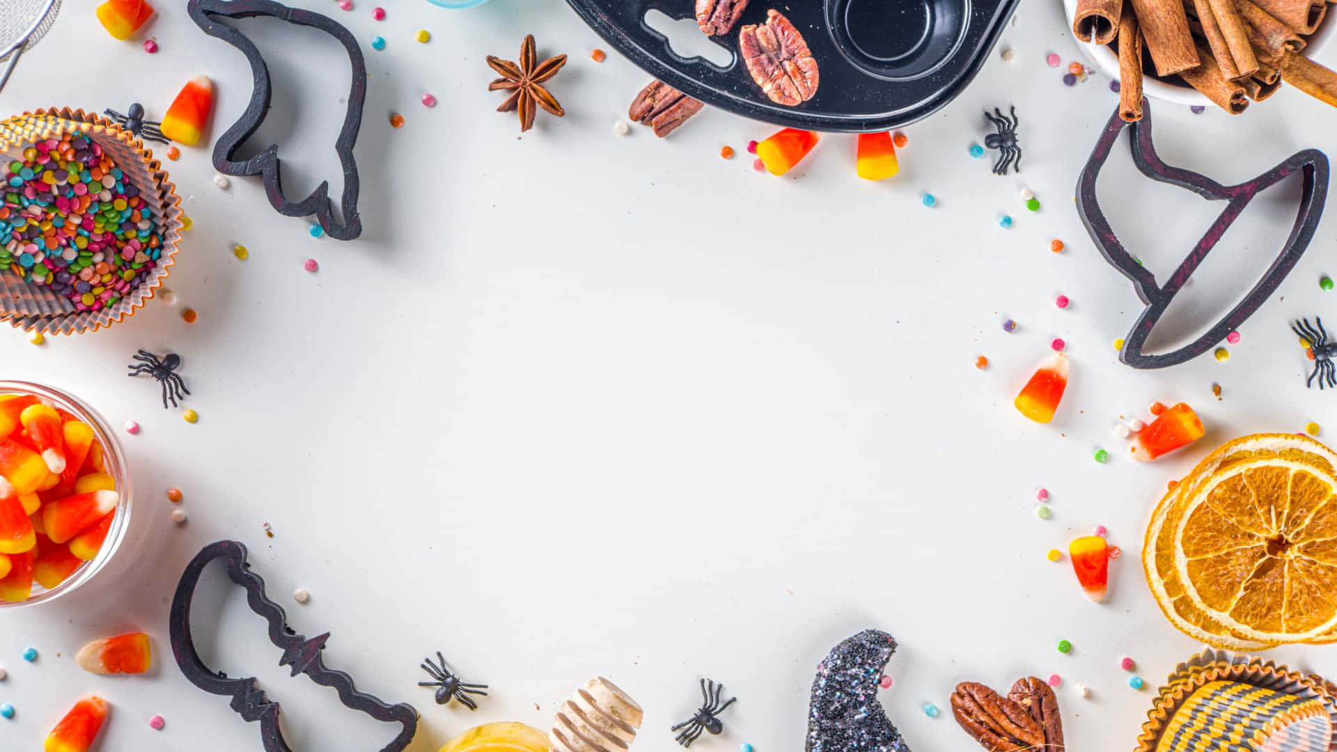 Halloween Cookie Cutters, candy corn cookies, dried orange slices, Full HD Desktop Wallpaper
