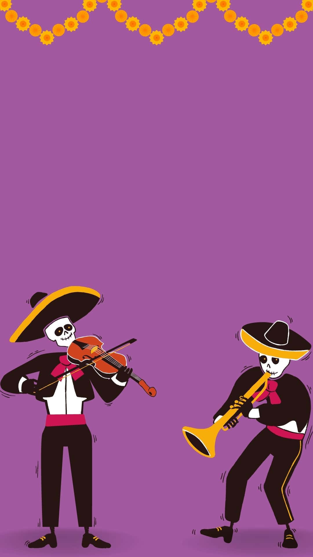 skeleton costumes, sombreros, violin, Full HD Phone Wallpaper