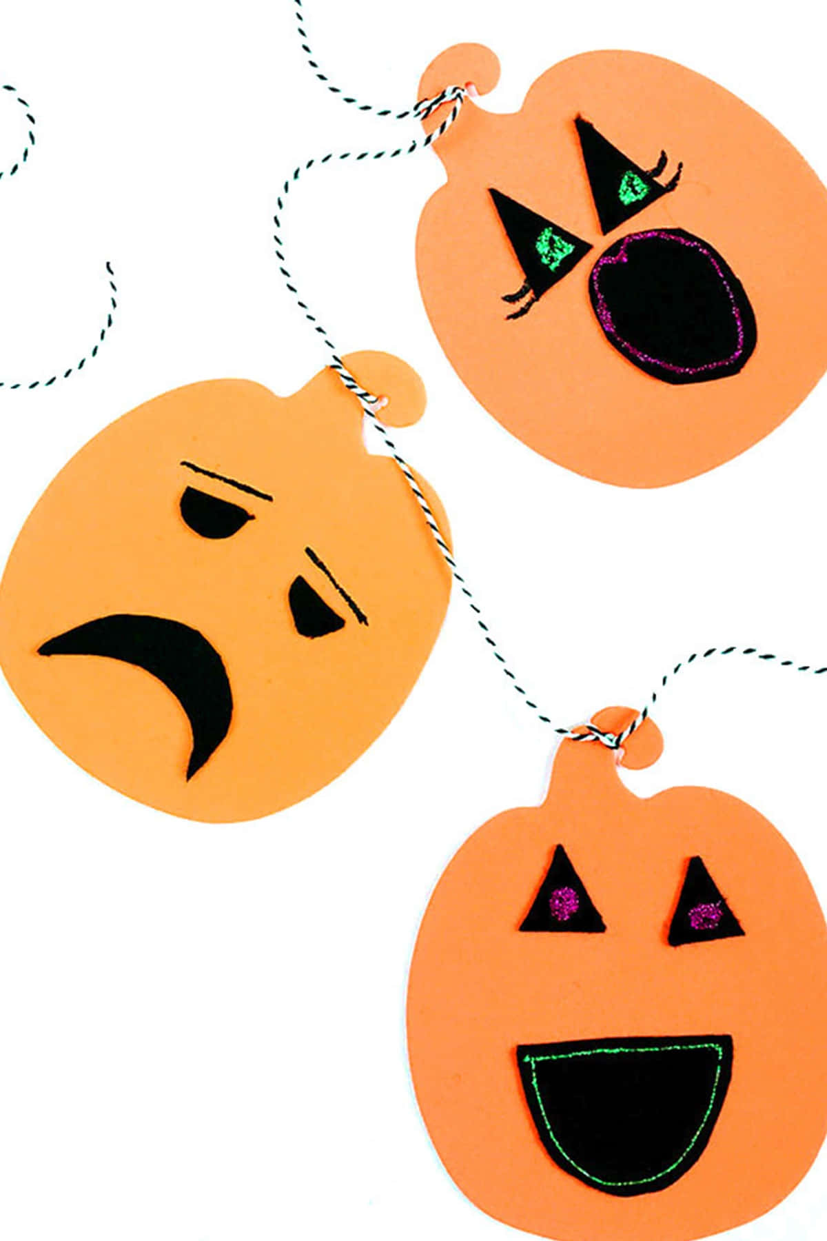 Halloween Crafts, orange paper pumpkins, stitched faces, HD Phone Wallpaper