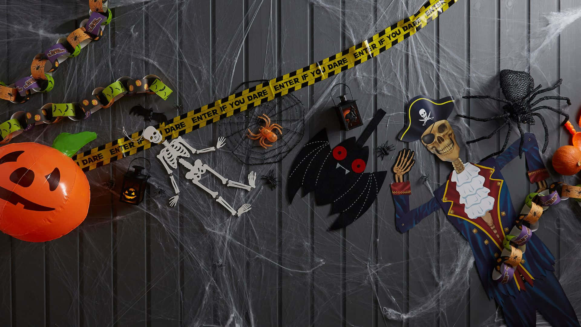 Halloween Crafts, dark gray wooden wall, white cobwebs, Full HD Desktop Wallpaper