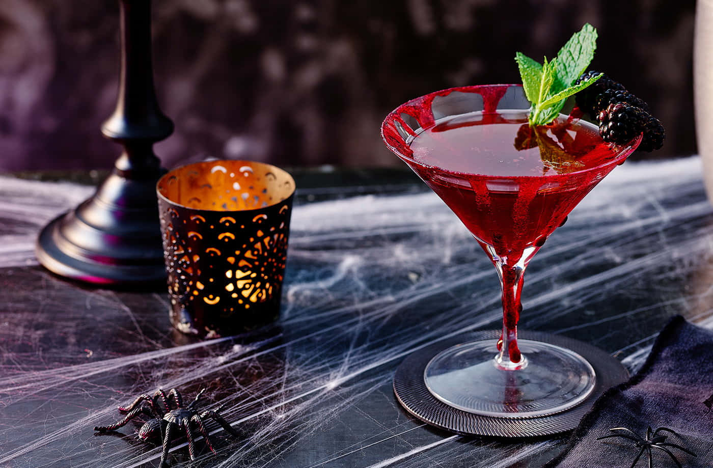 crimson cocktail, mint, blackberry, HD Desktop Wallpaper