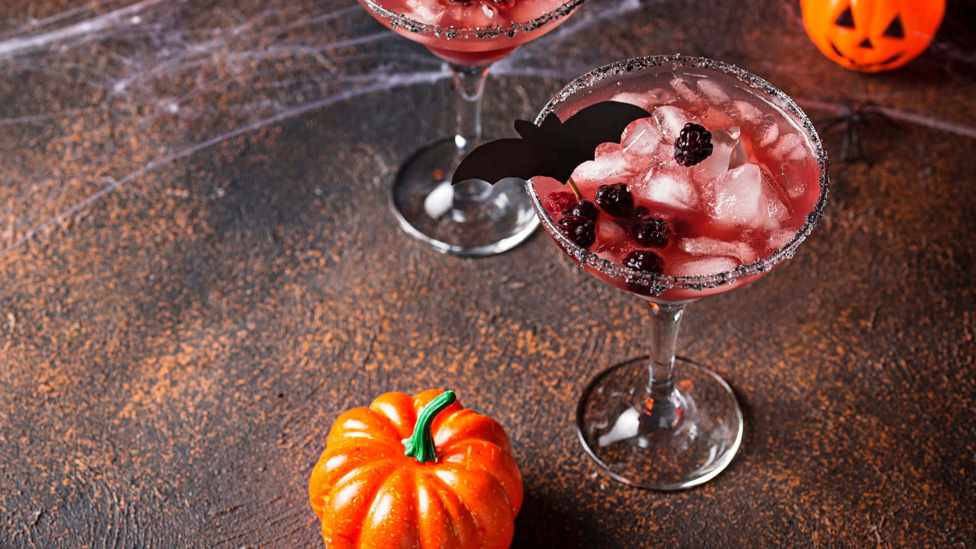 Halloween cocktails, pink Halloween cocktails, blackberries, Full HD Desktop Wallpaper