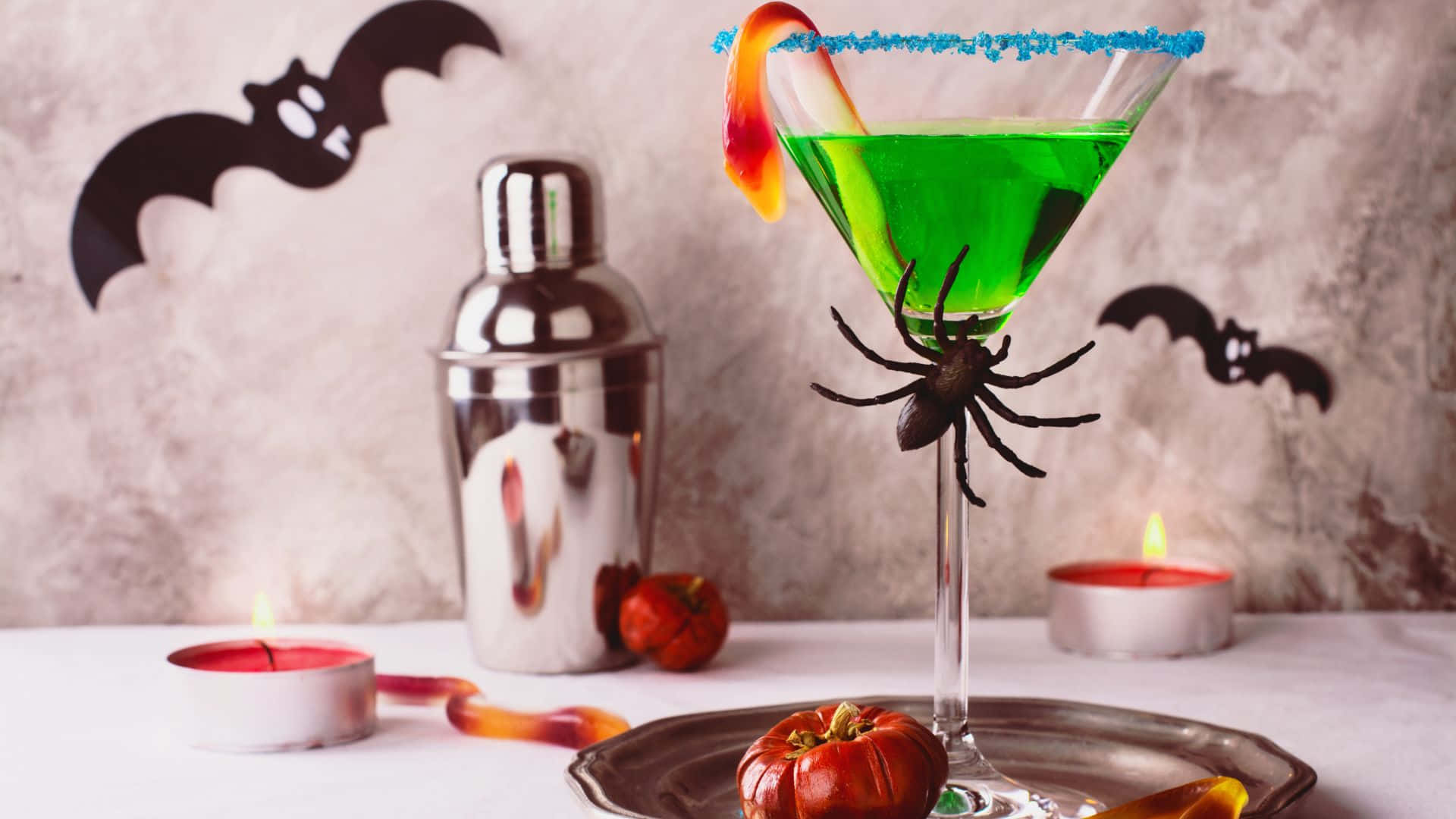 spooky cocktails, vibrant green Halloween cocktail, martini glass, Full HD Desktop Wallpaper