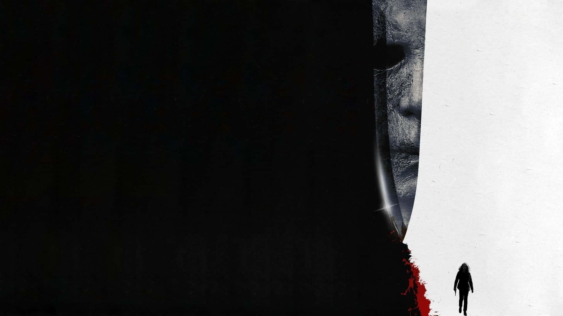Halloween Ends, monochrome face, bloodstain, Full HD Desktop Wallpaper