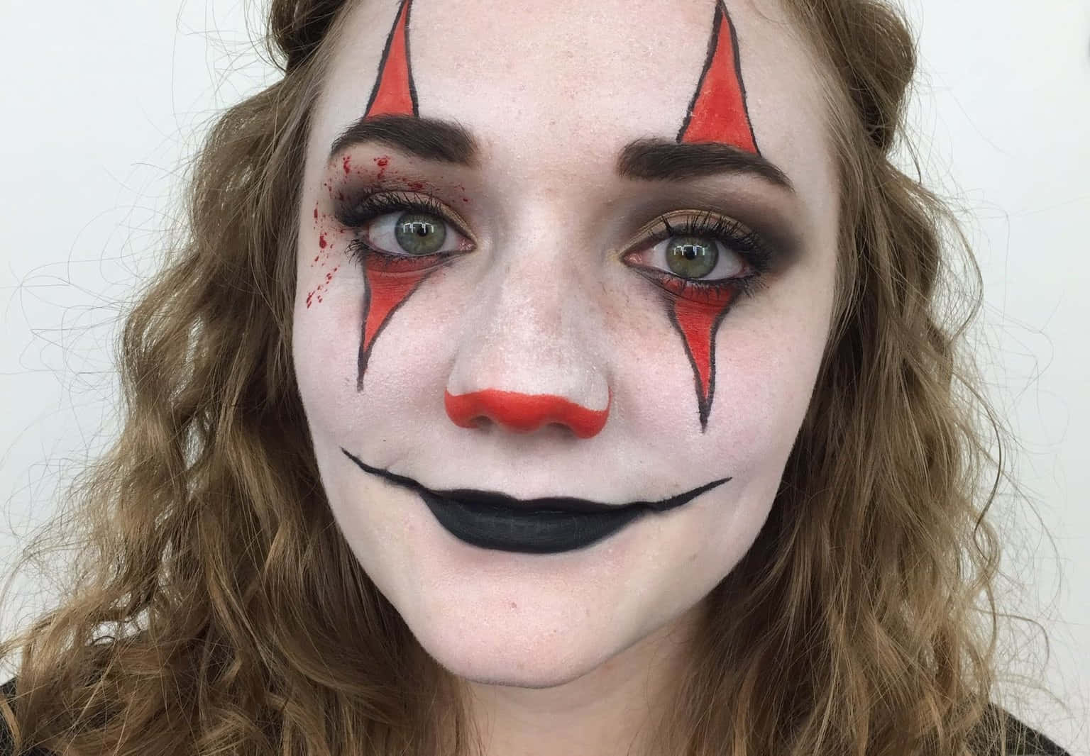 Halloween Face Paint, clown makeup, red triangles, HD Desktop Wallpaper