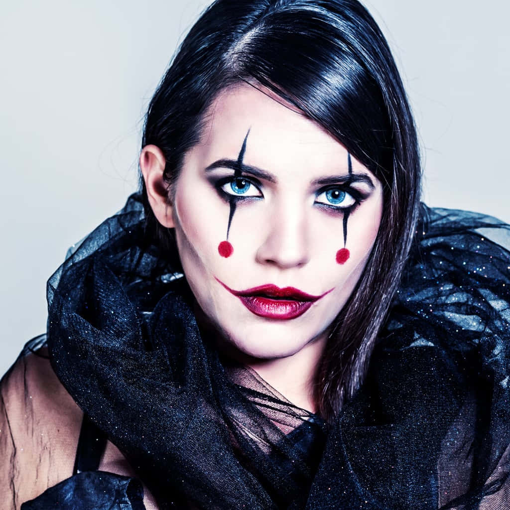 Halloween Face Paint, clown makeup, black sheer garment, SD Desktop Wallpaper