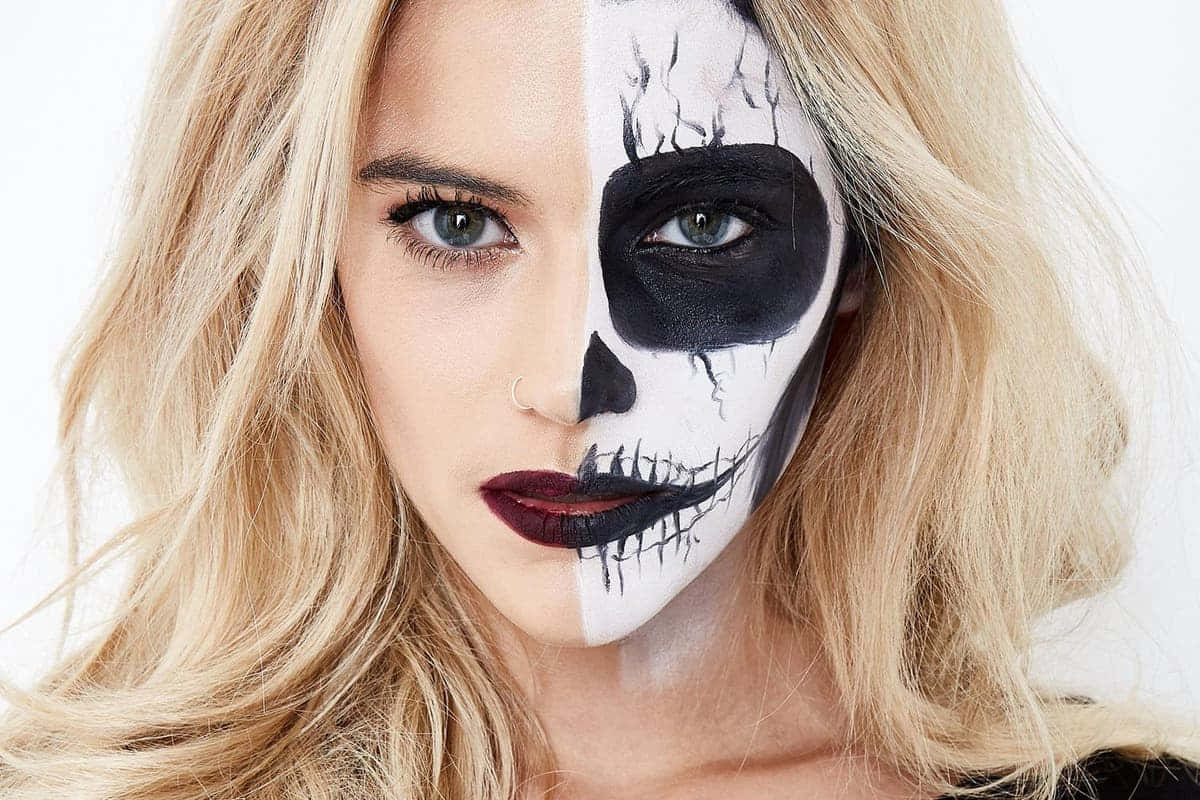 Halloween Face Paint, skull, white background, SD Desktop Wallpaper