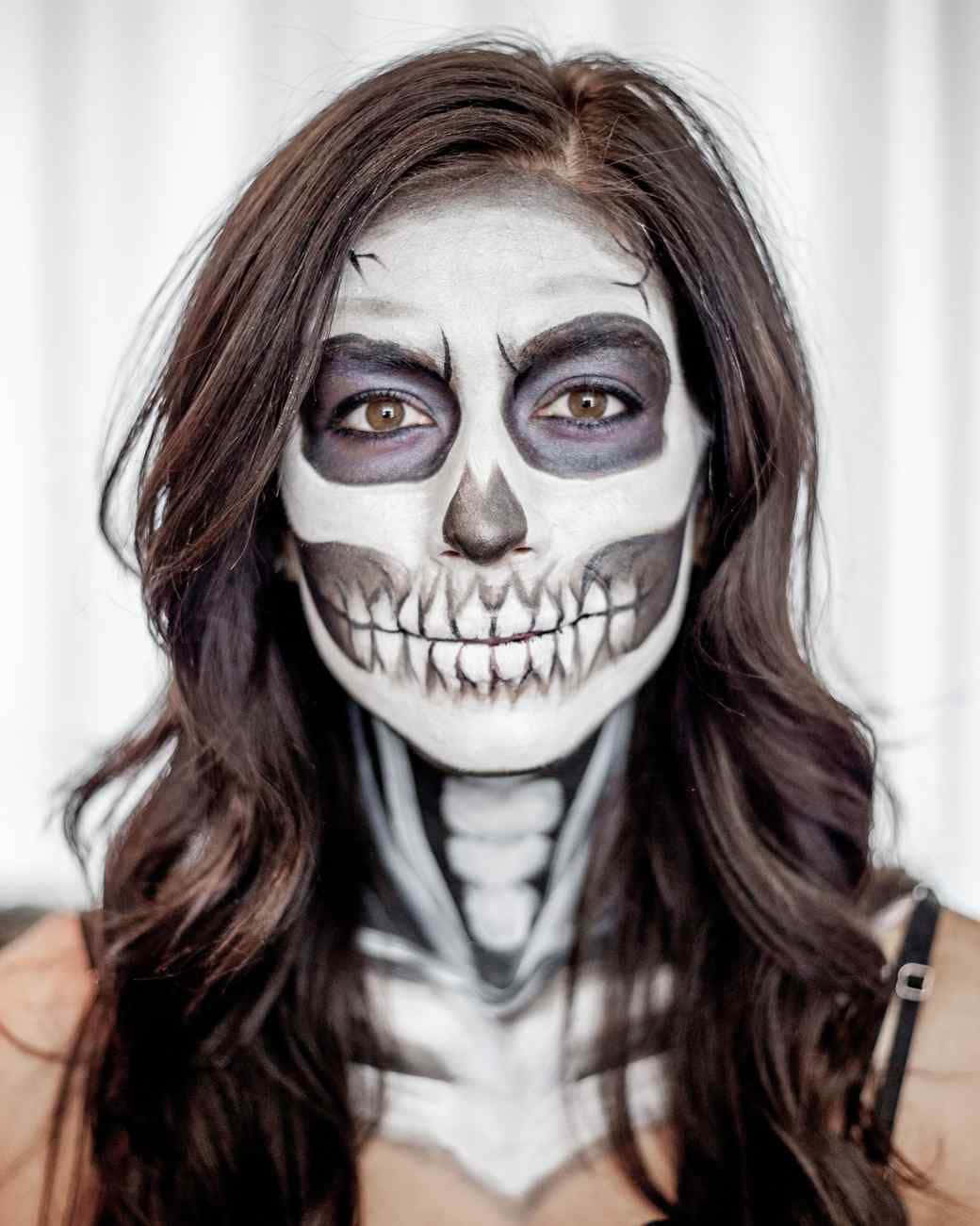 Halloween Face Paint, skull makeup, painted cervical vertebrae, HD Phone Wallpaper