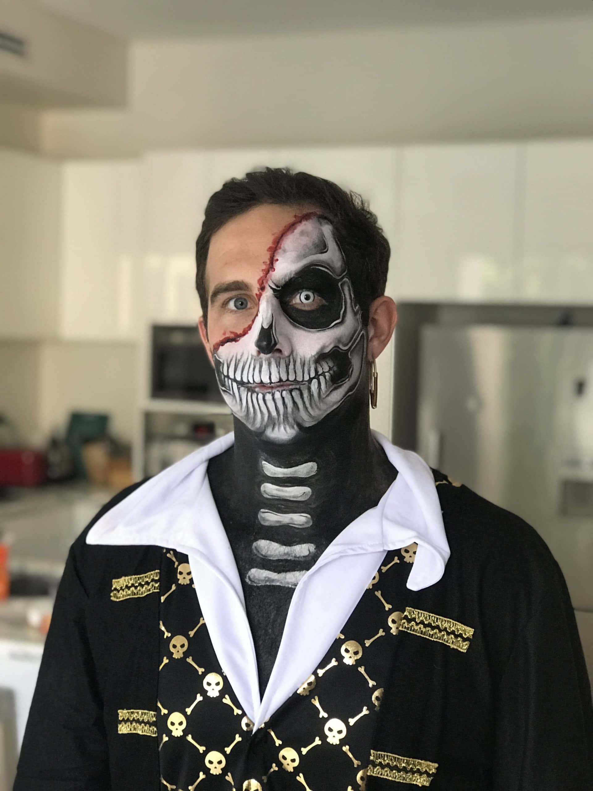 Halloween Face Paint, skull, kitchen, 2K Phone Wallpaper