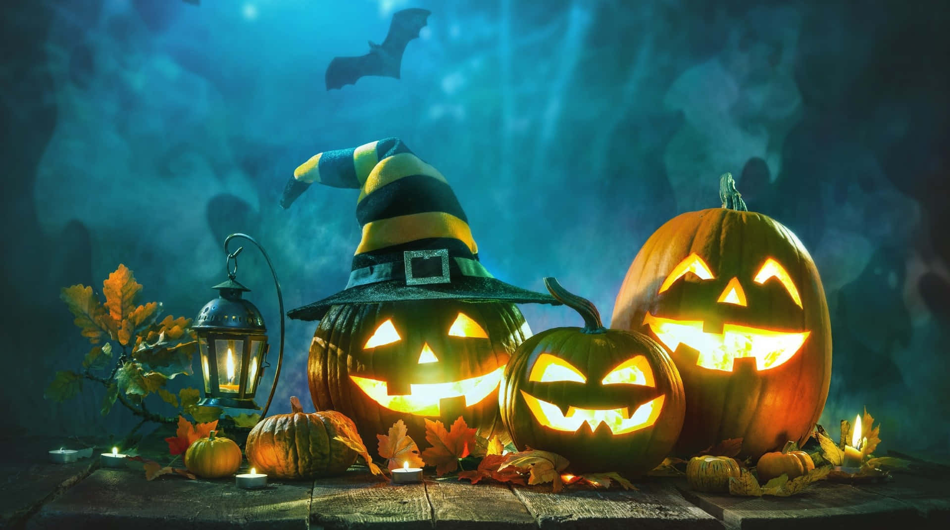Halloween Games, jack-o'-lanterns, witch hat, HD Desktop Wallpaper