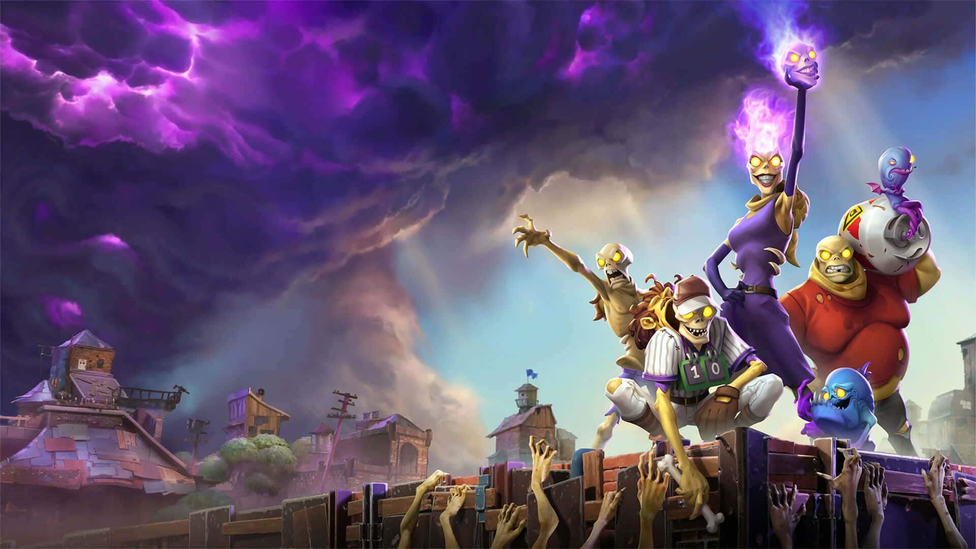 Halloween Games, glowing purple energy, wooden fence, Full HD Desktop Wallpaper